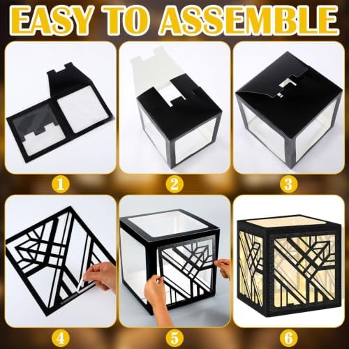 Novabright 6 Sets Roaring 1920s Party Decoration Boxes 12 Inch with Lights - Image 5