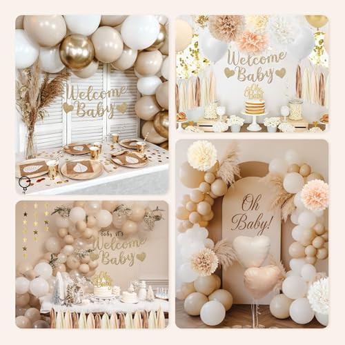 Beige Baby Shower Decorations Set for Neutral Gender Reveal Party - Image 5