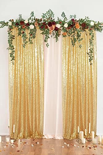PartyDelight Gold Sequin Backdrop Curtains 2x8ft 2 Panels - Image 6