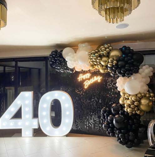 Black and Gold Balloon Arch Kit, ADOINBY 140Pcs Black White Metallic Gold Confetti Latex Balloons 18 12 10 5 Inch Different Size Balloons for Birthday Anniversary Graduation Wedding Party Decorations - Image 7
