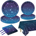 Outer Space Party Supplies for 20 Guests, Disposable Tableware Set Includes Starry Night Paper Plates, Napkins, Forks, Tablecloth for Kids Space Galaxy Theme Birthday Decorations by QUERICKY