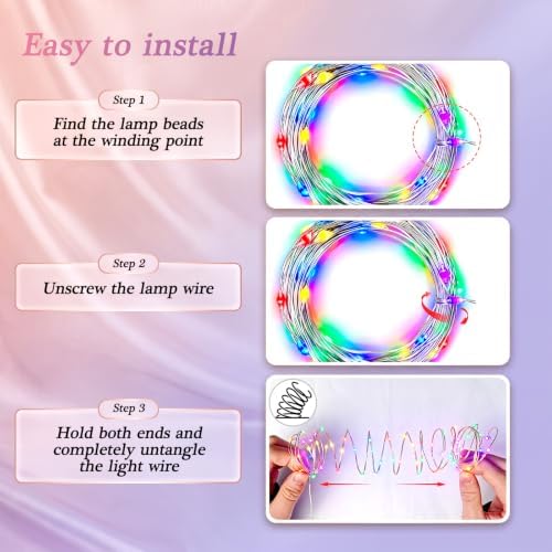 Ledido 10×8ft White Tulle Backdrop Curtains with RGB Lights, 2 Panels 5×8ft - Image 6