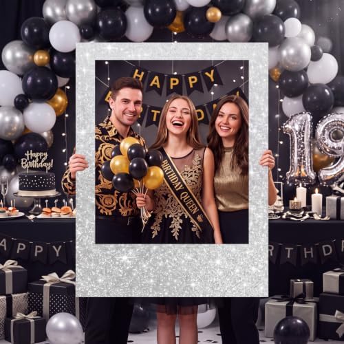 Beeveer 40 x 30 in Large Photo Booth Selfie Frame Props, Silver Vertical - Image 4