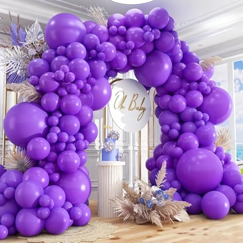412pcs Purple Balloons 18 12 10 5 Inch Purple Balloon Garland Arch Kit Different Sizes Matte Latex Balloons for Baby Shower Birthday Wedding Party Decorations by PAXILE