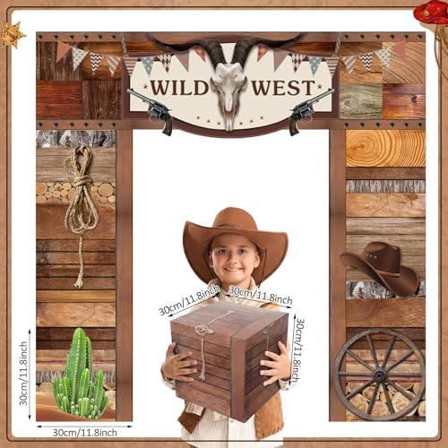 Bucherry 7 Pcs Western Cowboy Rodeo Party Decor Cardboard Playhouse - Image 2