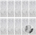 10 Pack Silver Foil Curtain Backdrop 3.2ft x 9.8ft Metallic Tinsel Foil Fringe Curtains Streamer Photo Booth Backdrop for Birthday Party Engagement Bachelorette Party Decorations (Silver) by Ohiyoo