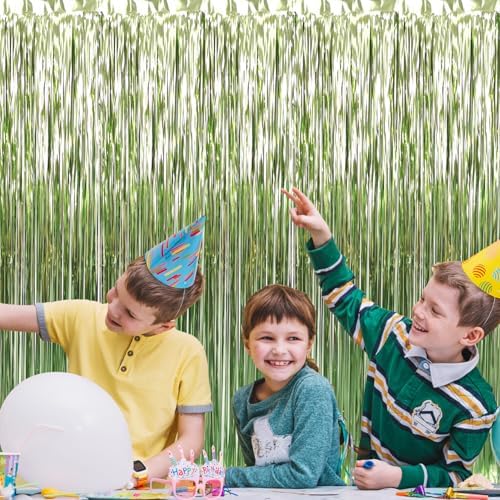 GOER 3.2 ft x 8.2 ft Metallic Tinsel Foil Fringe Curtains Party Photo Backdrop Party Streamers for Birthday,Graduation,New Year Eve Decorations Wedding Decor (1 Pack,Sage Green) - Image 3