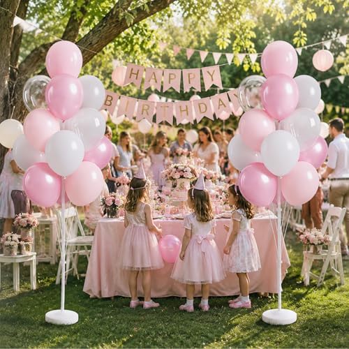 Clear Pink Balloon Column Stand Kit with Base&Pole for Floor&Table Party Decor - Image 7