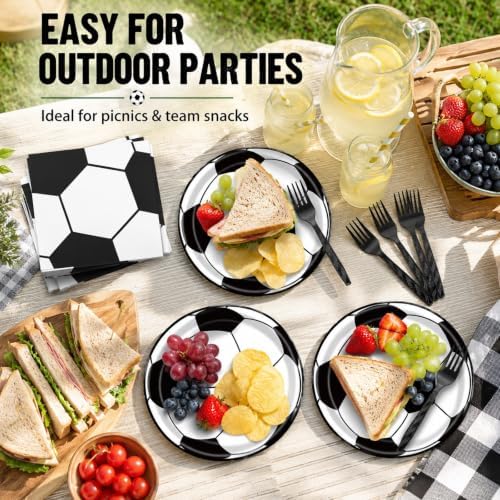 72 Pcs Soccer Plates Napkins and Forks Set, 7 Inch, Serves 24 Guests - Image 6