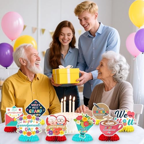 JULMELON 8 Pcs Grandparents Day Decorations, 3D Honeycomb Centerpieces - Image 6