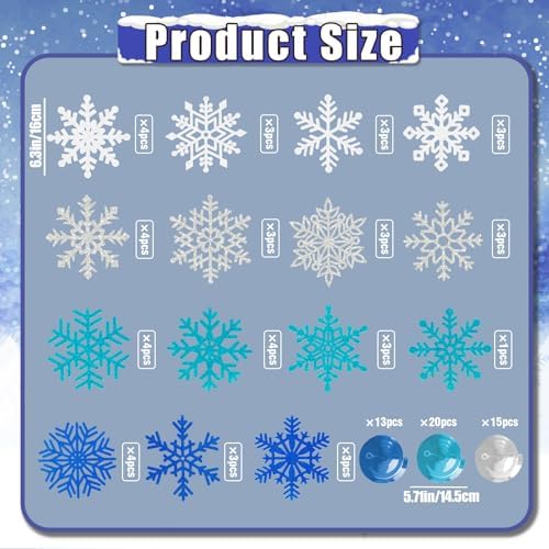 Snowflake Decorations, Christmas Hanging Decor, 48 Glitter Snowflake Swirls - Image 3