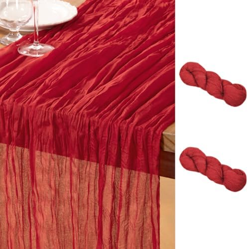 DeZerlor Red Cheesecloth Table Runners 2 Pack Christmas Party Runners by DeZerlor