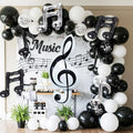 Music Note Balloon Garland Kit，129pcs Black White Musical Note Balloons, Treble Clef Eighth Note Foil Balloons for Music Party Decoration, Concert, Recital, Rock Star Birthday, Graduation, Baby Shower by TiAaihion