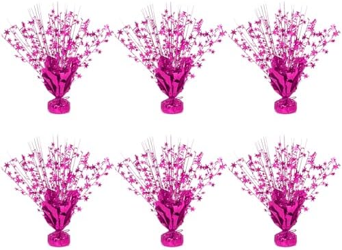 6 Pack Metallic Foil Spary Centerpieces for Tables, Hot Pink Centerpieces for Tables Decorations, Star Brust Table Centerpieces for Birthday Graduation Wedding Baby Shower Party by Unknown