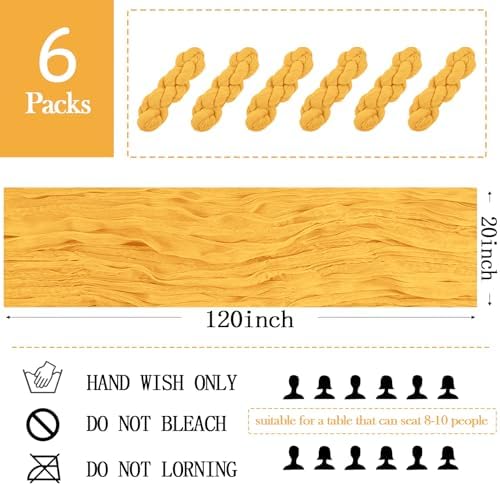 6 Pack Gold Cheesecloth Table Runner 20 x 120 inch Gauze Table Runners 10 FT Long,Semi Sheer Cheese Cloth Fabric Table Runner Bulk for Wedding,Party,Baby Shower,Bridal Shower Decoration - Image 2