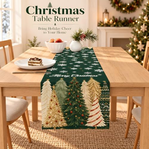 Christmas Decorations - 2 Pack Merry Christmas Tree Snowflake Table Runner - Image 2