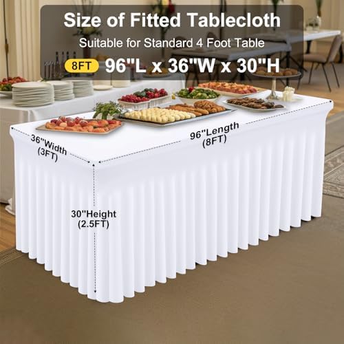 Smiry 2 Pack Spandex Open Back Tablecloth,Elastic Fitted Stretch Tablecloth for 8FT Rectangle Tables,Waterproof Washable Table Cover Skirt for Wedding, Banquet & Parties (Black, 96Lx36Wx30H Inch) - Image 4