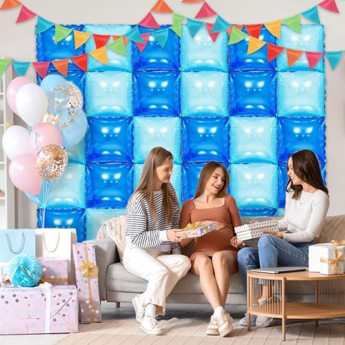 36 Pcs Navy Blue Double Sided Square Foil Balloon Wall Backdrop Metallic Winter Wonderland Balloons Backdrop Tunnel Arch Kit Mylar Square Balloons for Winter Birthday Party Decorations - Image 6