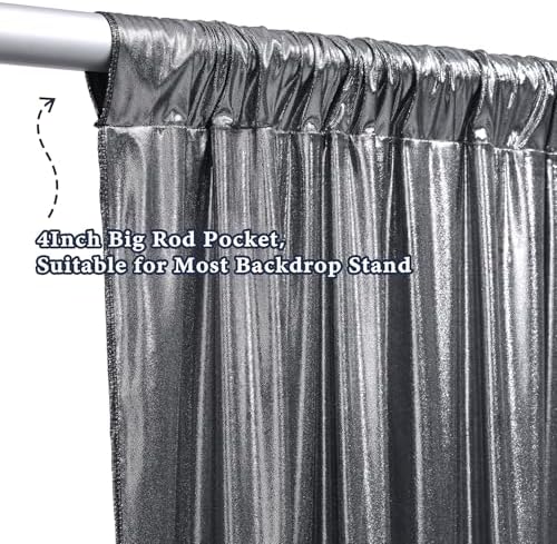 Outpain Thick 20 ft x 10 ft Black Silver Sequin Backdrop Curtain for Parties, Wrinkle Free Glitter Photo Backdrop Drapes 4 Panels 5x10ft Black Silver Back Drop Cloth for Wedding Photography Background - Image 5