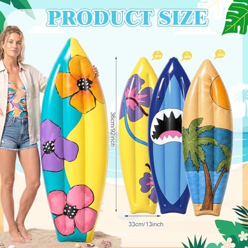 JellyArch 4 Pcs Hawaiian Inflatable Surf Board 36 in Luau Pool Party Decor - Image 3