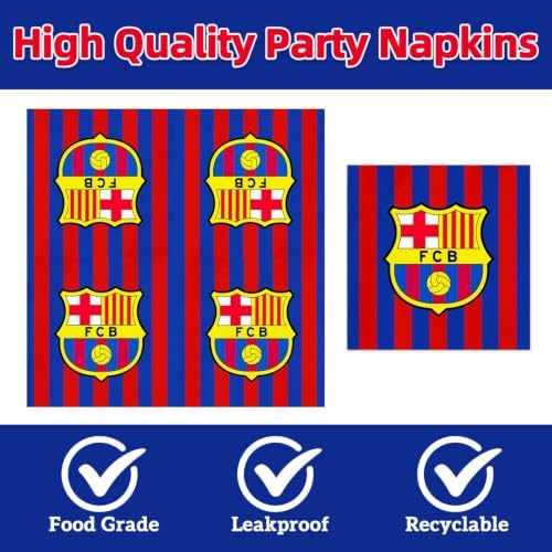 FC Soccer Party Supplies 40pck include 20 plates, 20 napkins for Barcelonas the birthday party decoration (White-19) - Image 4