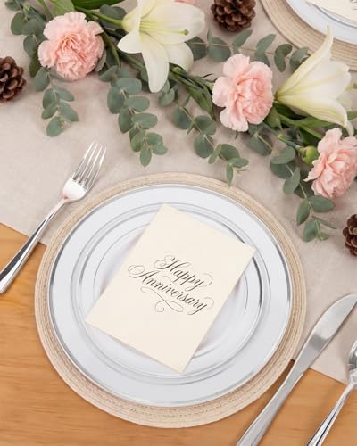 bUCLA 300PCS Silver Disposable Plastic Dinnerware Set - 50 Guests White Silver Disposable Plates Include 50 Dinner Plates,50 Dessert Plates,50 Knives,50 Forks,50 Spoons,50 Cups for Party & Christmas - Image 6