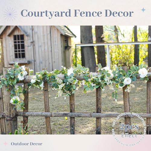 Der Rose 2Pcs 6.5FT Wedding Decor Artificial Flower Eucalyptus Garland - Image 4