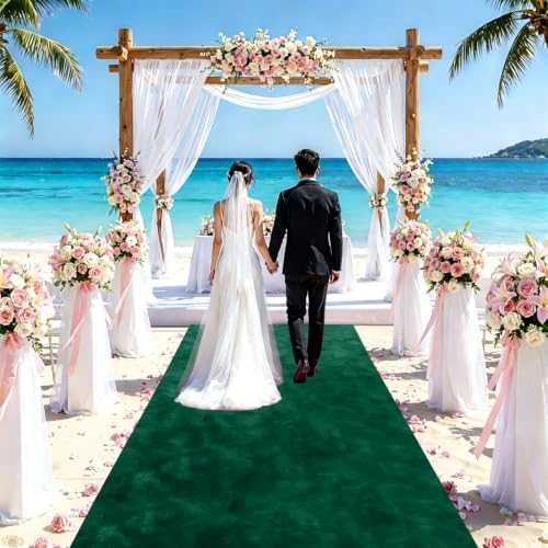 FUHSY Green Wedding Aisle Runner Velvet Aisle Runner for Wedding Ceremony 4ftx30ft Beach Carpet Runners for Party Cloth Aisle Runners for Weddings Outdoor Aisle Floor Runner Runway Rug for Church - Image 5