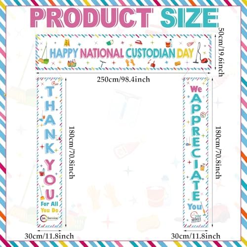SmoothNovelty 3 Pcs Multicolor National Custodian Day Banner - Image 2