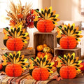 Fourluoo 12 Pcs Fall Thanksgiving Table Decor Turkey Honeycomb Centerpiece by Fourluoo