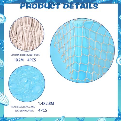8 Pcs Fish Net Decorative and Tablecloth Set - Image 2