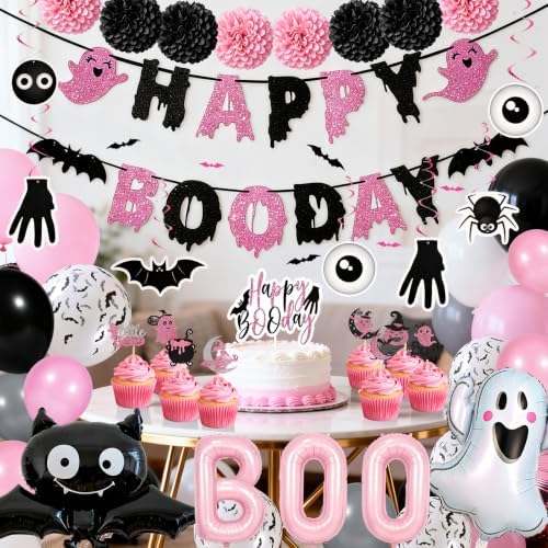 Pink Halloween Birthday Party Decorations, Happy Boo Day Decorations Kit - Image 6