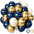 Navy Blue and Gold Party Balloons, 50 Pcs 12 Inches Navy Blue Gold Sand White Latex Balloon for Birthday,Baby Shower,Graduation,Retirement Party Decorations by Aiwolf