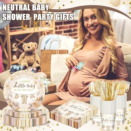 168 Pcs Neutral Gold Baby Shower Decorations Serve 24 - Image 6