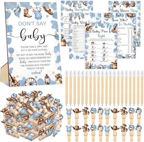 Patelai 321 Pcs Cowboy Baby Shower Decorations Retro Western Games Supplies by Patelai