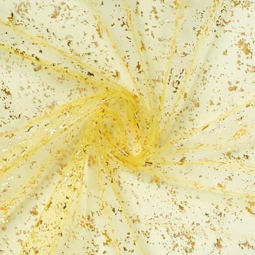 Artoid Mode Light Yellow Gold Gauze Table Runner 120 Inch 10FT, Glitter Metallic Foil Sheer Dining Wedding Anniversary Holiday Birthday Table Decor for Home Party - Image 6
