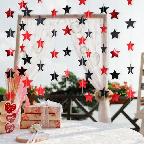 Patelai 130 ft Star Garland Banner Decor,Red,Black - Image 4