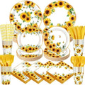 450 Pcs Sunflower Birthday Tableware Set, Serve 50, Yellow by Unknown