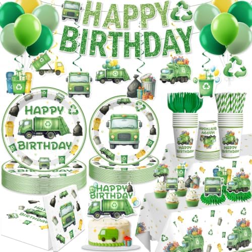 All-in-One Garbage Trash Truck Birthday Decorations Plates and Napkins Set by Unknown