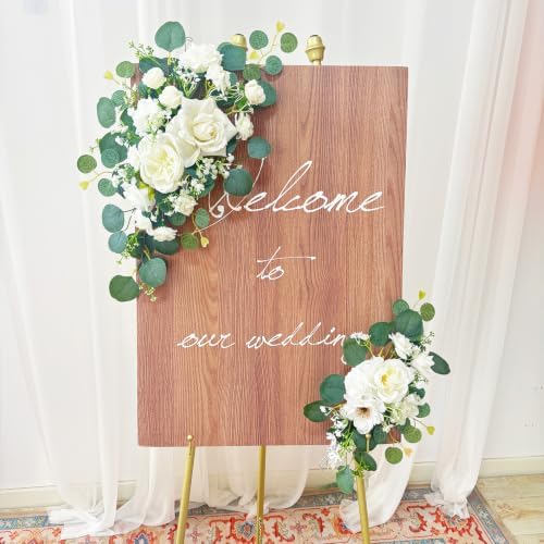 Odouzy Pack of 2 Wedding Arch, Artificial Flowers, Wedding Decor，Flower Garland Be Suited to Banquet, Party, Reception Entrance Welcome Sign and Background Decoration (Milky White) - Image 2