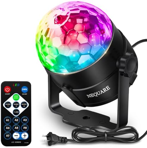 NEQUARE Disco Ball Party Lights 1-Pack, Sound Activated Strobe with Remote by ENJOYEVERYMOMENT