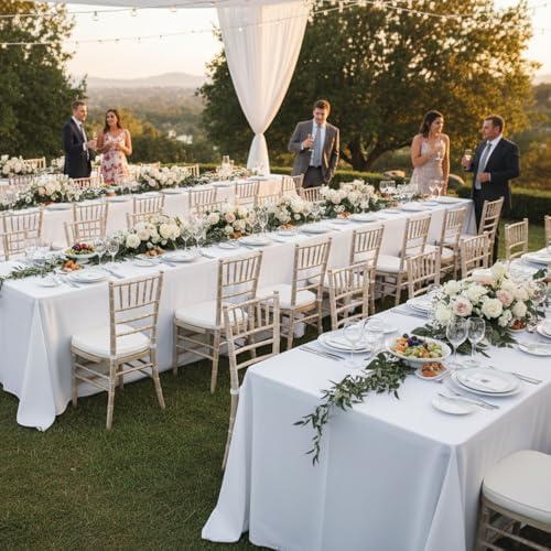 Fitable 8 Pack White Table Cloths 60x102 Inch for 6 Ft Rectangle Tables - Image 2
