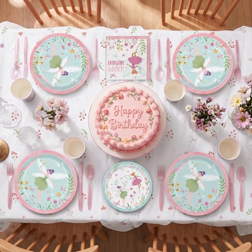 171pcs Fairy Birthday Decorations Paper Plates Napkins Fairy Party Supplies - Image 3