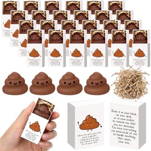 24 Sets Positive Funny Gifts Poo Stress Balls with Boxes by Wettarn