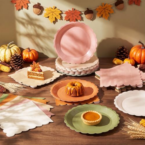 120Pcs Fall Plates and Napkins 7in Orange Pastel Disposable Plates - Image 5