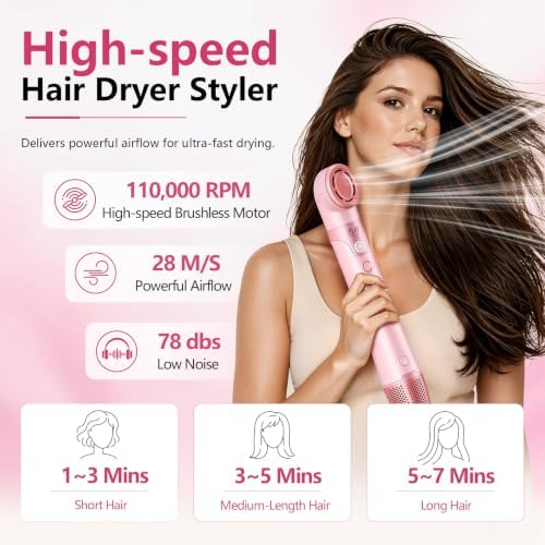 Hot Air Styler Set w/Auto-Wrap Curlers & High Speed Hair Dryer Brush,1400W - Image 3