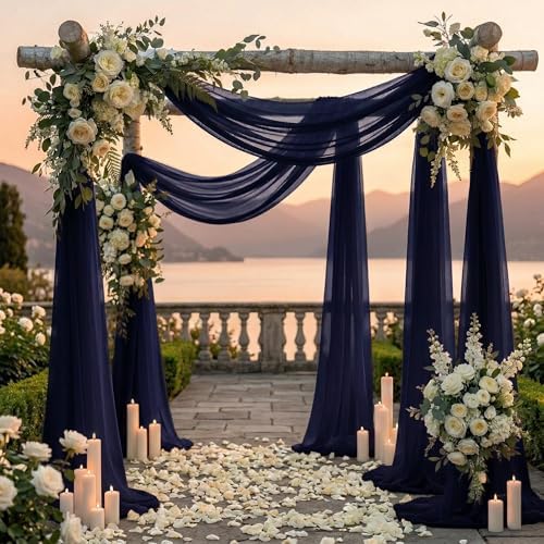 Pack of 1 Wedding Arch Drape Panel Fabric 30" x 50ft - Navy Blue - Image 4