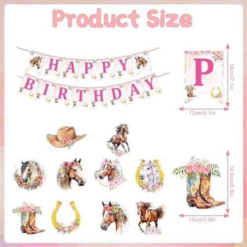 Rngmsi Horse Western Cowgirl Party Decorations 16PCS Banners Swirls Girl - Image 2