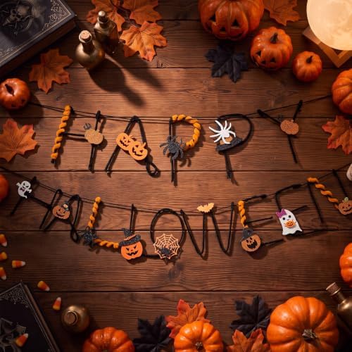 Norme 2pcs Halloween Banner Iron Craft Pumpkin Ghost 6.6 ft Halloween Decor - Image 5