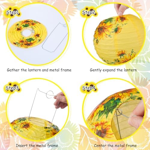 Panelee 12 Pcs Sunflower Party Decorations Paper Lanterns 8 Inches - Image 3